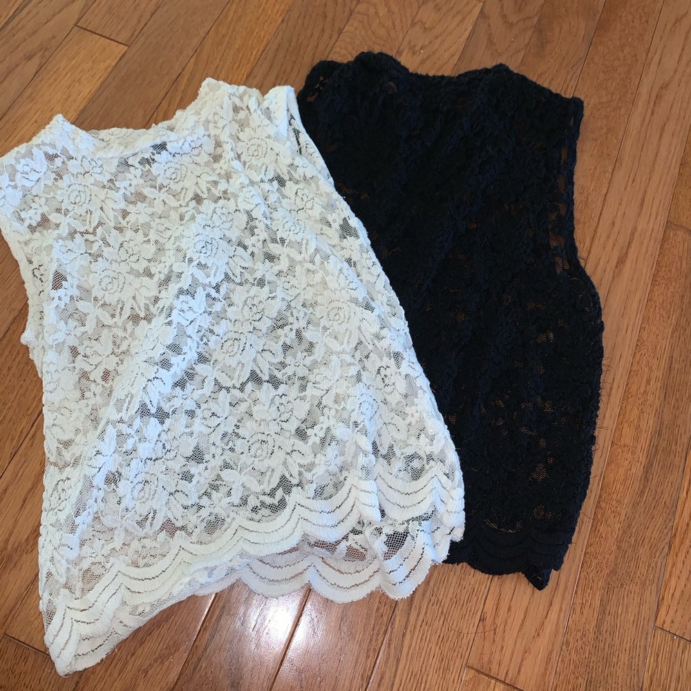 Lace white and black tank top